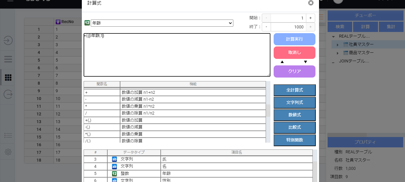 計算（四則演算、論理演算、文字列演算）